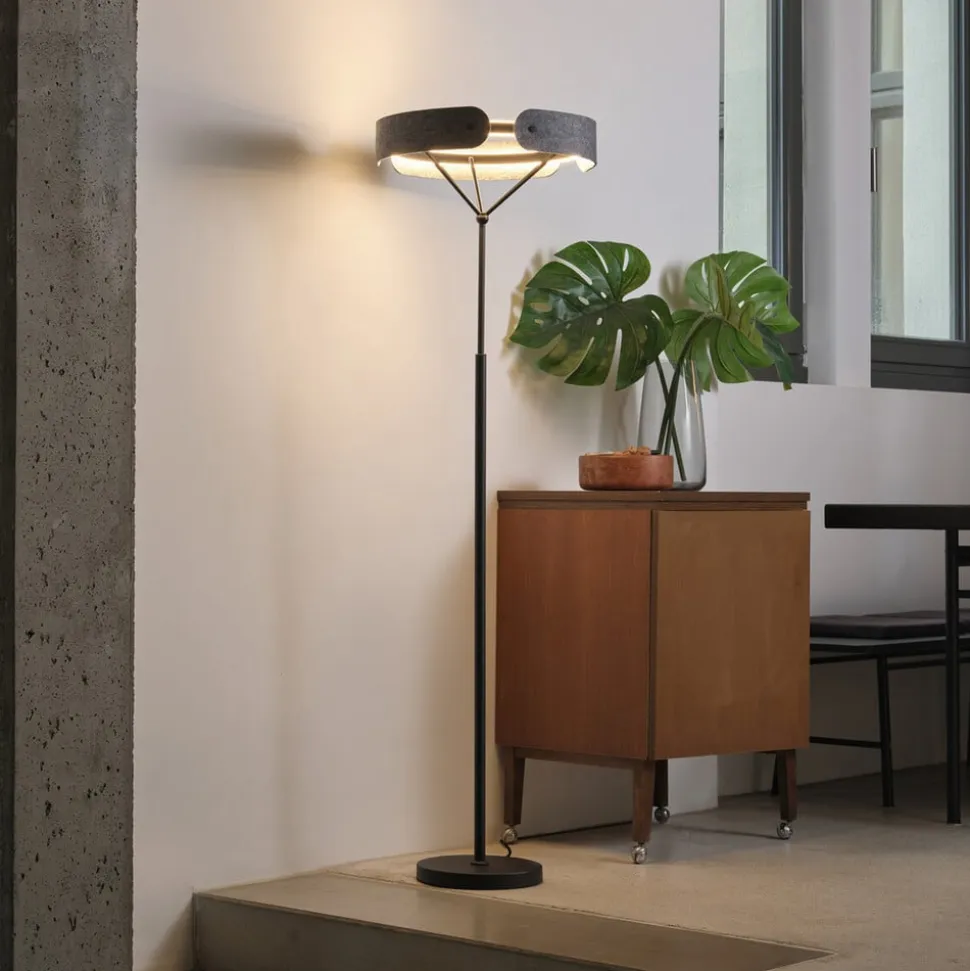 OSRAM LED-gulvlampe Decor Curve Felt, grå, filt, 3.000 K