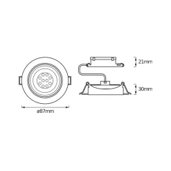 OSRAM LED-indbygningsspot, 3-pak, hvid, Ø 9 cm, metal, 827, dæmpbar