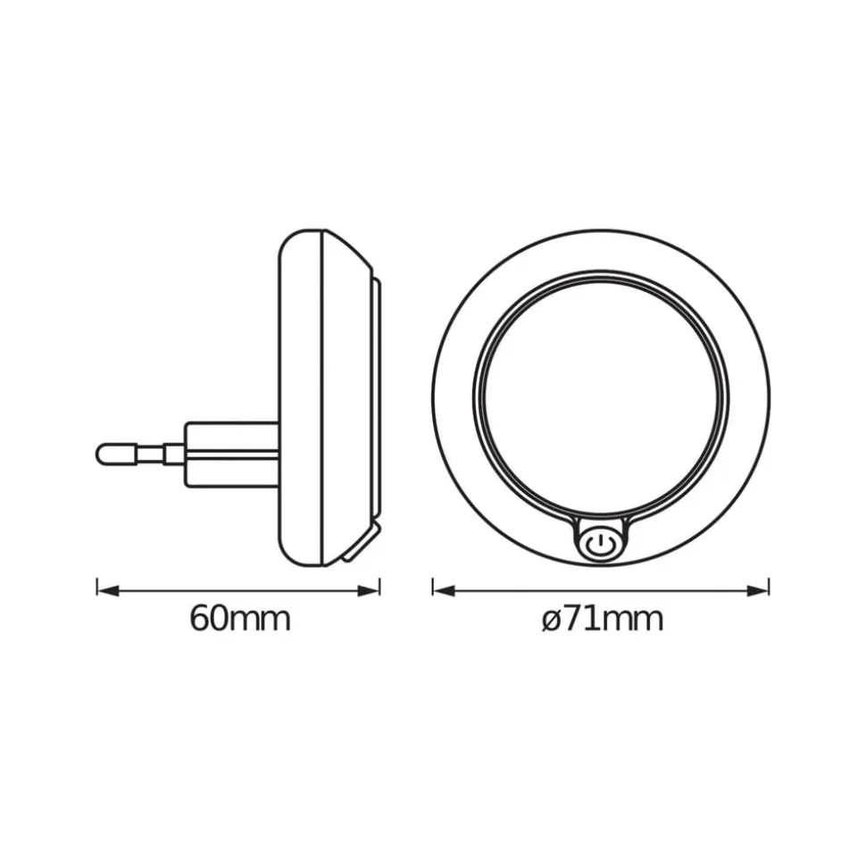 OSRAM LED-stikkontaktnattelys LUNETTA ROUND, hvid, Ø 7 cm