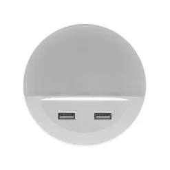 OSRAM LED-stikkontaktnattelys LUNETTA USB, hvid, Ø 9 cm
