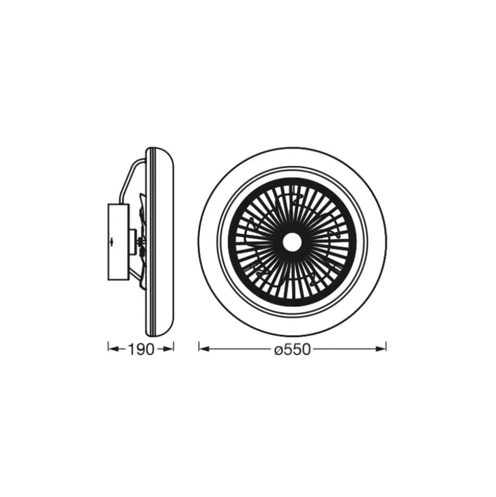 OSRAM SMART+ WiFi LED-loftventilator ROUND hvid, lydsvag, 55 cm