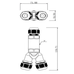 Outdoor-multi-Y-kabelstik til 3 kabler, 4-14mm