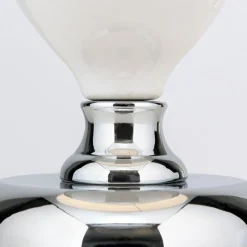 Ovum bordlampe, hvid/krom, højde 48 cm, keramik/chintz