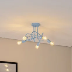 Oxford loftlampe, lyseblå, Ø 47 cm, metal, 5 lyskilder