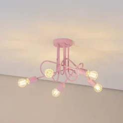 Oxford loftlampe, lyserød, Ø 47 cm, metal, 5 lyskilder