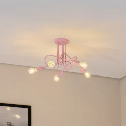 Oxford loftlampe, lyserød, Ø 47 cm, metal, 5 lyskilder