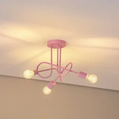 Oxford loftlampe, lyserød, Ø 44 cm, metal, 3 lyskilder