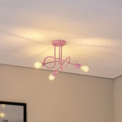 Oxford loftlampe, lyserød, Ø 44 cm, metal, 3 lyskilder