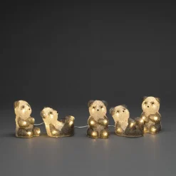 Pandabjørn LED-lysfigur, 5 stk som kæde