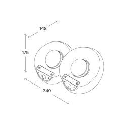 Patra væglampe, 2 lyskilder, 34 cm bred, hvid, gips, GX53