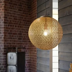 Paul Neuhaus Greta hængelampe, Ø 40 cm, guldfarvet, metal