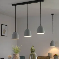 Paul Neuhaus hængelampe Eton, 3.lyskilder, 100 cm, beton, G9