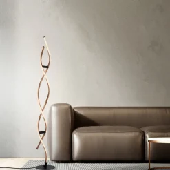 Paul Neuhaus LED-gulvlampe Polina, guld, metal, dæmpbar