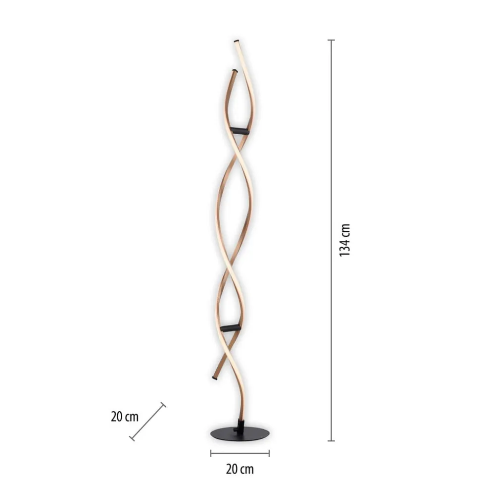 Paul Neuhaus LED-gulvlampe Polina, guld, metal, dæmpbar