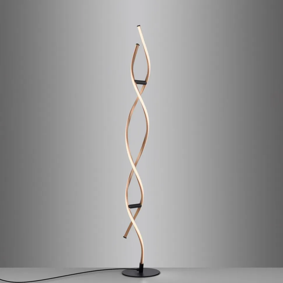 Paul Neuhaus LED-gulvlampe Polina, guld, metal, dæmpbar