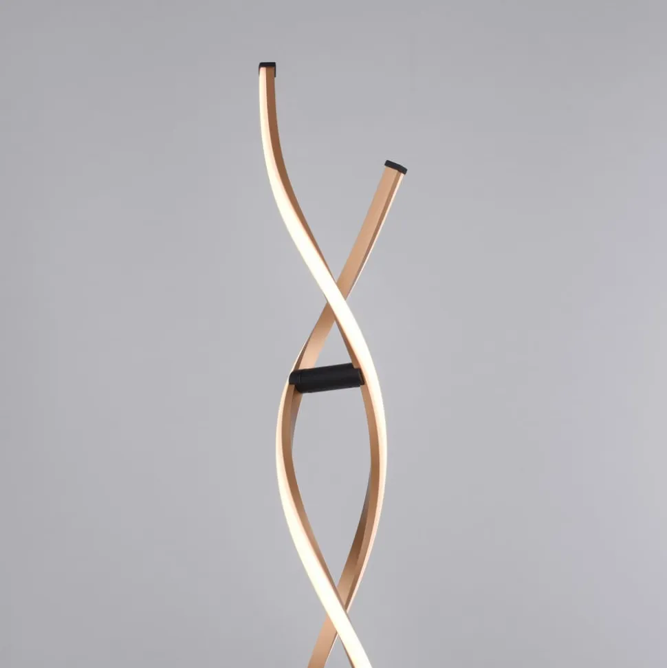 Paul Neuhaus LED-gulvlampe Polina, guld, metal, dæmpbar