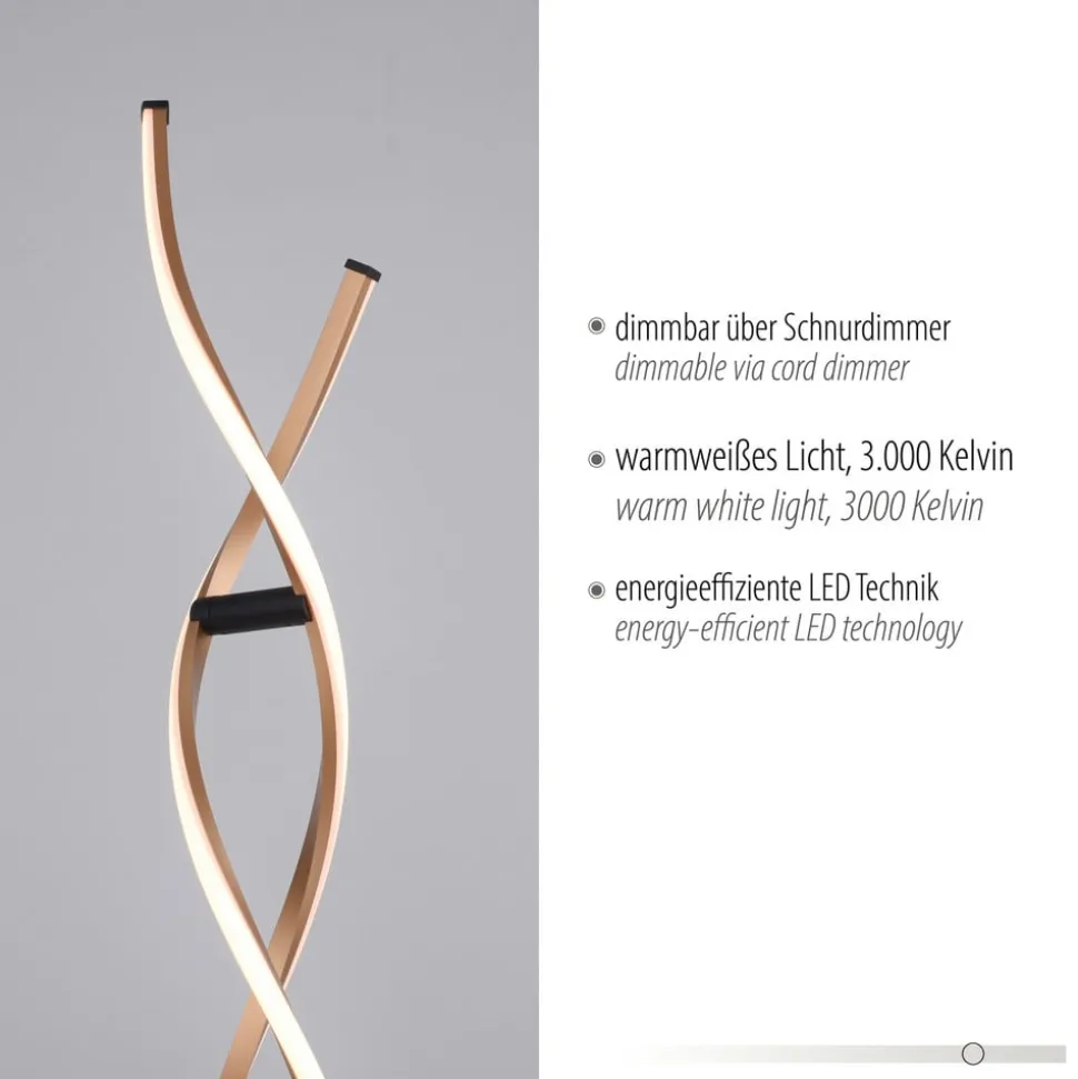 Paul Neuhaus LED-gulvlampe Polina, guld, metal, dæmpbar