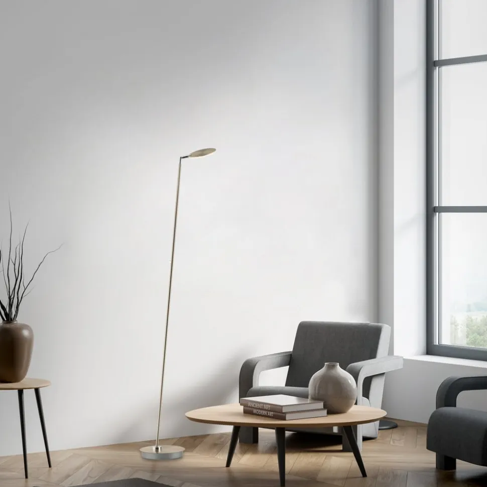 Paul Neuhaus LED-gulvlampe Akku-Bente, messing, CCT, USB-C