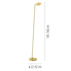 Paul Neuhaus LED-gulvlampe Akku-Bente, messing, CCT, USB-C