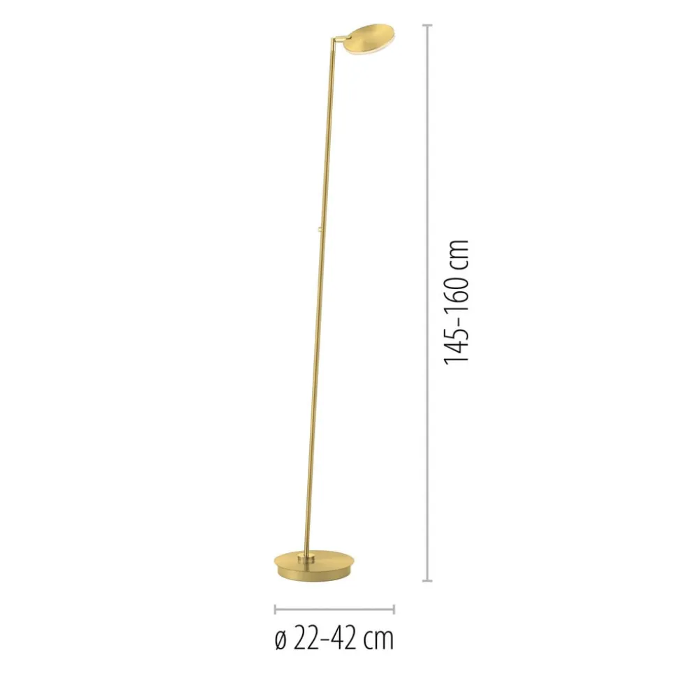 Paul Neuhaus LED-gulvlampe Akku-Bente, messing, CCT, USB-C