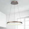 Paul Neuhaus LED-hængelampe Hoop, brun, Ø 57 cm, dæmpbar