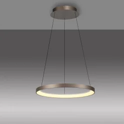 Paul Neuhaus LED-hængelampe Hoop, brun, Ø 57 cm, dæmpbar