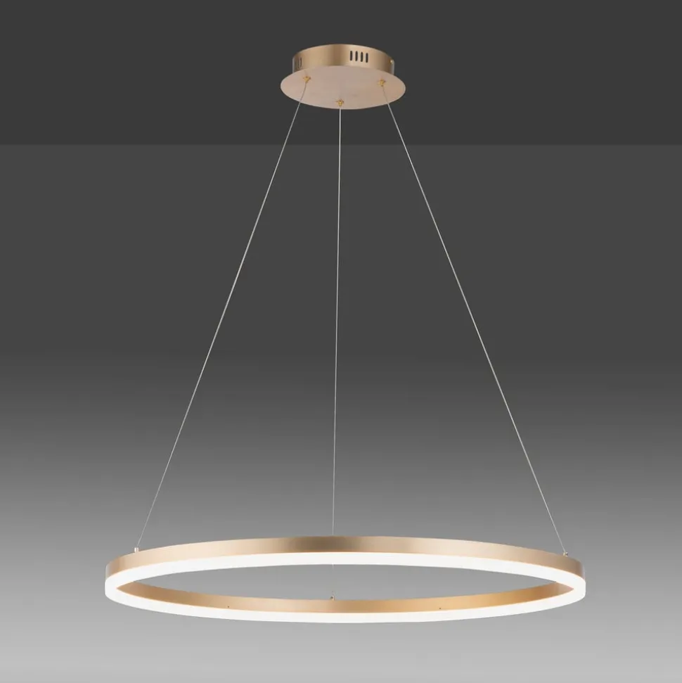 Paul Neuhaus LED-hængelampe Titus, Ø 80 cm, messing, dæmpbar