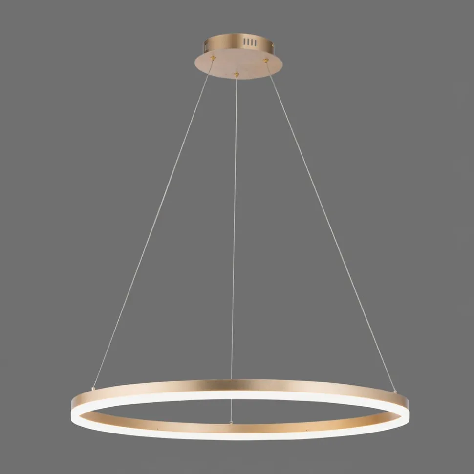 Paul Neuhaus LED-hængelampe Titus, Ø 80 cm, messing, dæmpbar