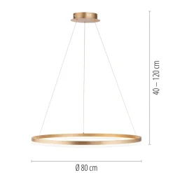 Paul Neuhaus LED-hængelampe Titus, Ø 80 cm, messing, dæmpbar