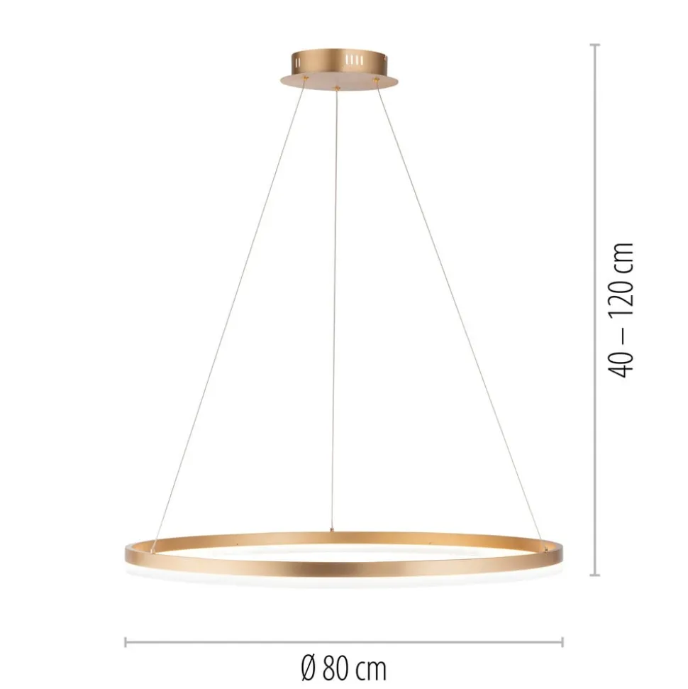 Paul Neuhaus LED-hængelampe Titus, Ø 80 cm, messing, dæmpbar