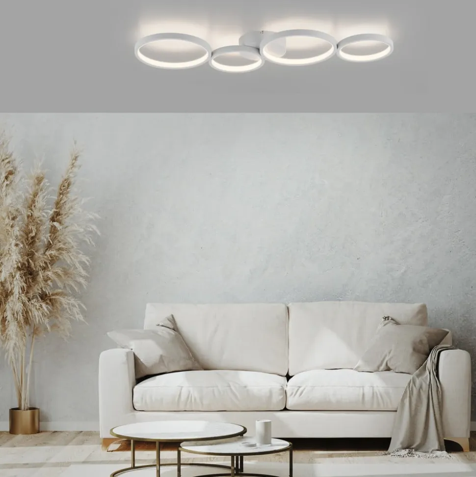 Paul Neuhaus LED-loftlampe Kiringe, hvid, metal, dæmpbar