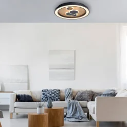 Paul Neuhaus LED-loftlampe Eliza, olieret eg, Ø 60 cm