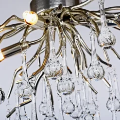 Paul Neuhaus loftlampe Icicle, glaspendel, 4 lyskilder, sølv