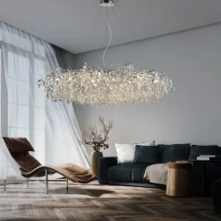 Paul Neuhaus lysekrone Ricicle, krom, længde 150 cm