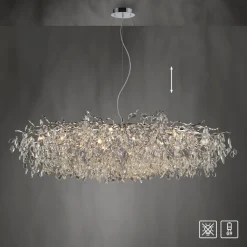 Paul Neuhaus lysekrone Ricicle, krom, længde 150 cm