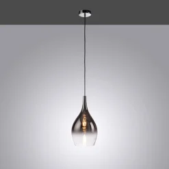 Paul Neuhaus Pilua hængelampe, røggrå, glas, Ø 20 cm, E27