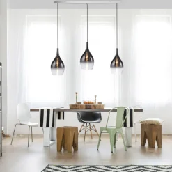 Paul Neuhaus Pilua hængelampe, røg, glas, 100 cm, 3 lyskilder.