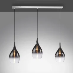 Paul Neuhaus Pilua hængelampe, røg, glas, 100 cm, 3 lyskilder.