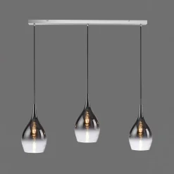 Paul Neuhaus Pilua hængelampe, røg, glas, 100 cm, 3 lyskilder.