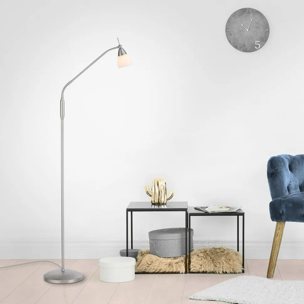 Paul Neuhaus Pino gulvlampe, sølv, 163 cm, dæmpbar, G9