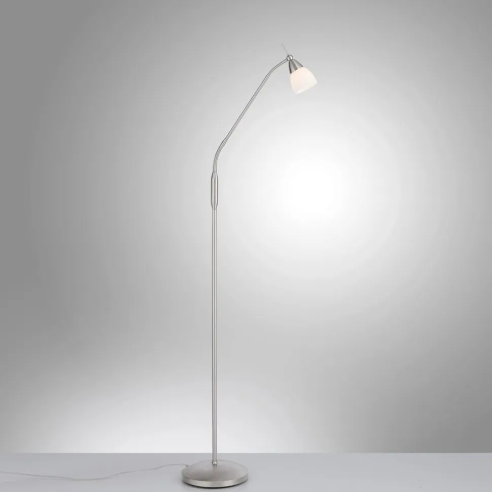 Paul Neuhaus Pino gulvlampe, sølv, 163 cm, dæmpbar, G9