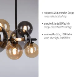 Paul Neuhaus Popsicle loftlampe, glas, 85 cm lang, G9