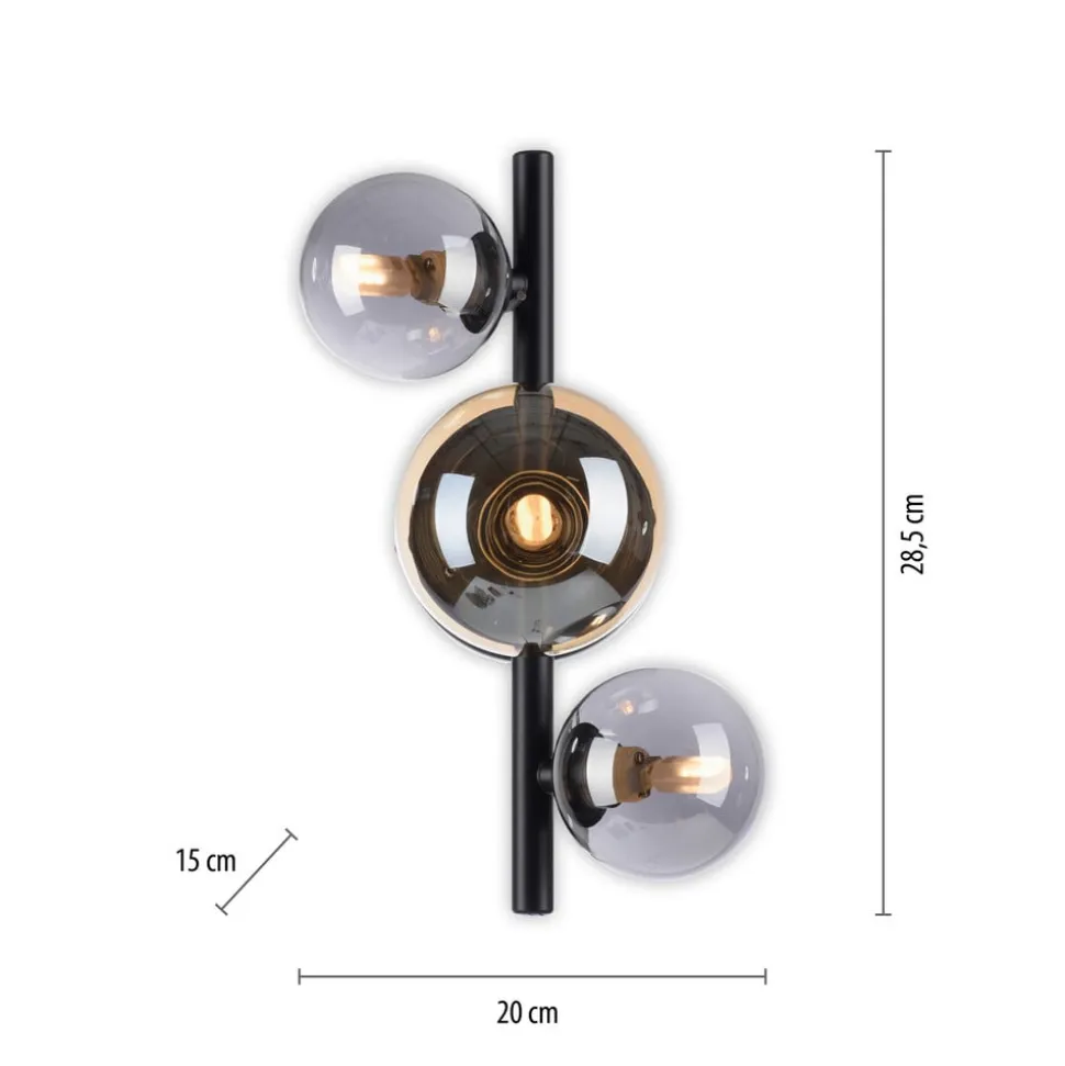Paul Neuhaus Popsicle væglampe, sort, glas, 29 cm, G9