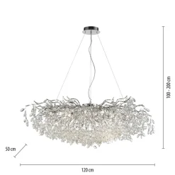 Paul Neuhaus Ricicle-lysekrone, krom, længde 120 cm