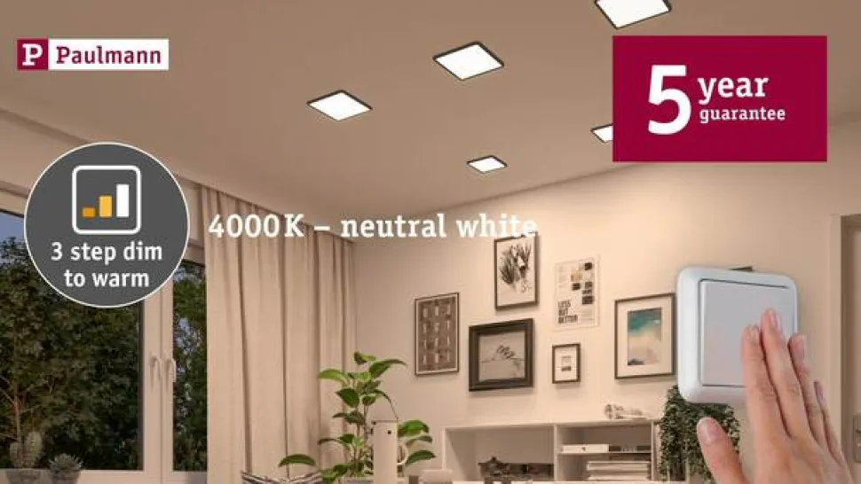 Paulmann Areo Panel dimtowarm, kantet, krom 17,5cm