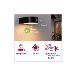 Paulmann Eileen udendørs væglampe solcelle, sensor