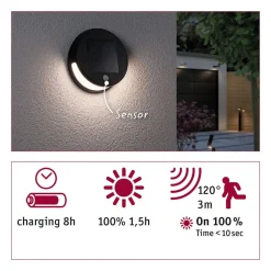 Paulmann LED-solcellevæglampe Helena med sensor