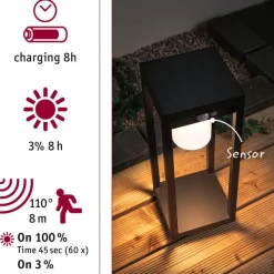 Paulmann Marisol LED sokkellampe, solcelle, sensor