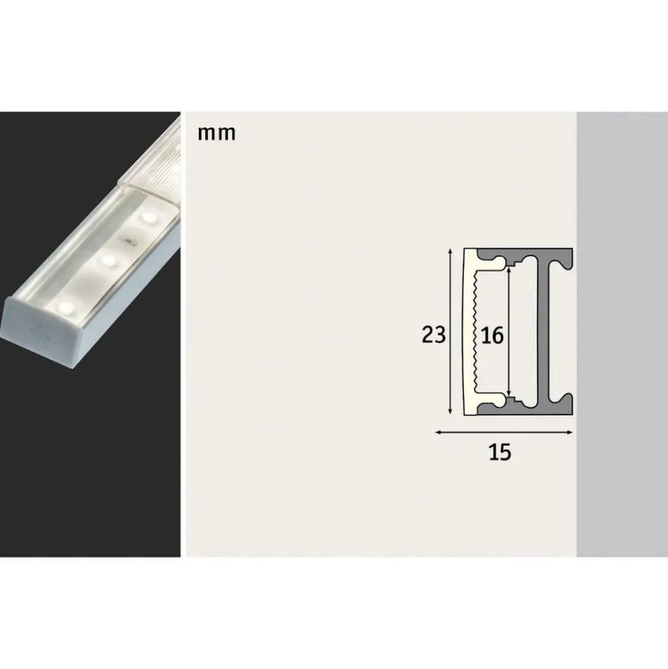 Paulmann Square Profil alu satineret diffusor, 1 m