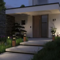 Paulmann Timba-sokkelampe med træ, højde 60 cm